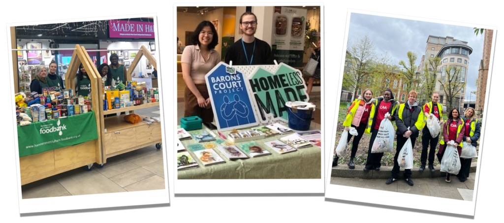 Conscious Hammersmith_photo collage 3 Conscious Hammersmith: H and F Foodbank Drive - Barons Court Project Homeless Made - Litter Pick with CAA